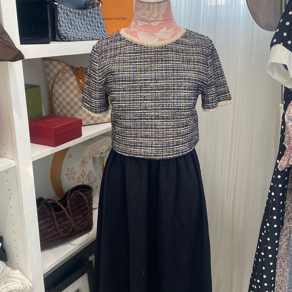 Zara Tweed Style Pearl Classy Top Size M - Picture 1 of 7